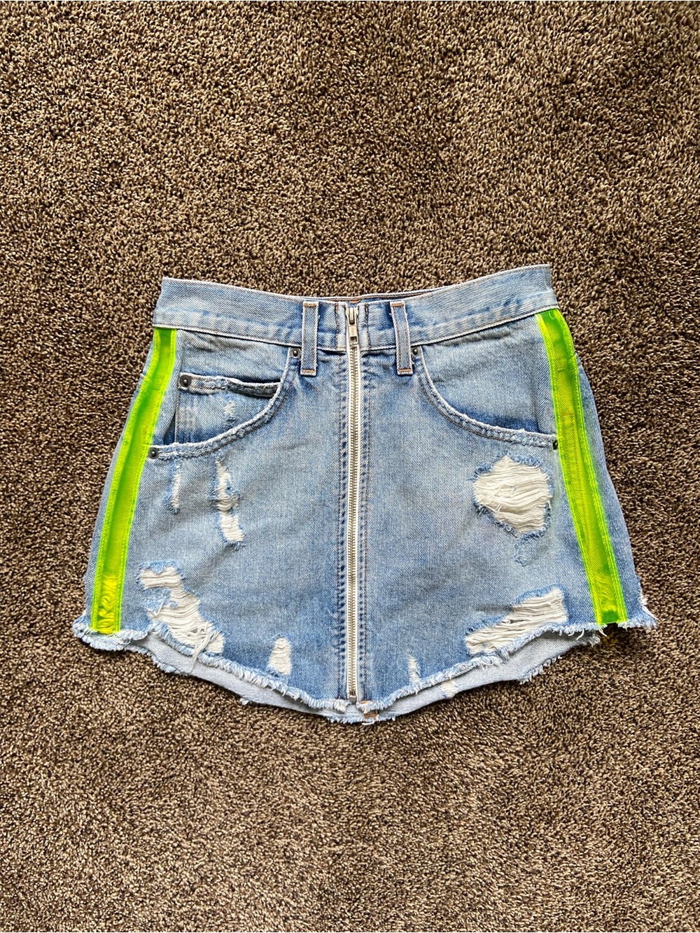 Carmar Denim Skirt with Neon Sides Size 26